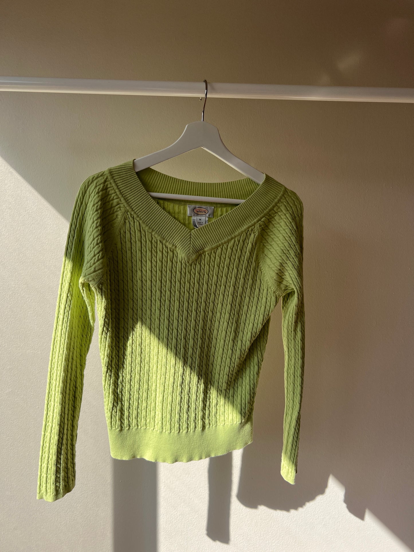 Chartreuse Mini Cable Knit Tee