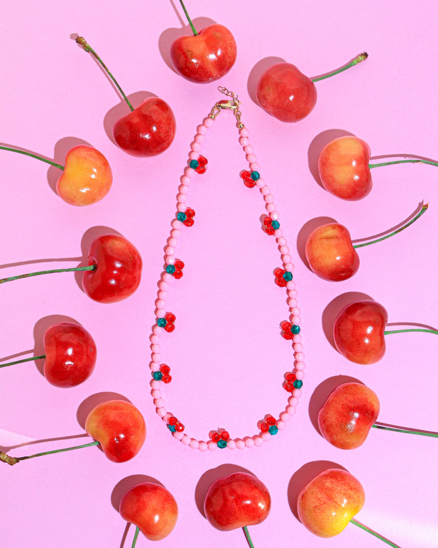 Pink Cherry Pie Necklace