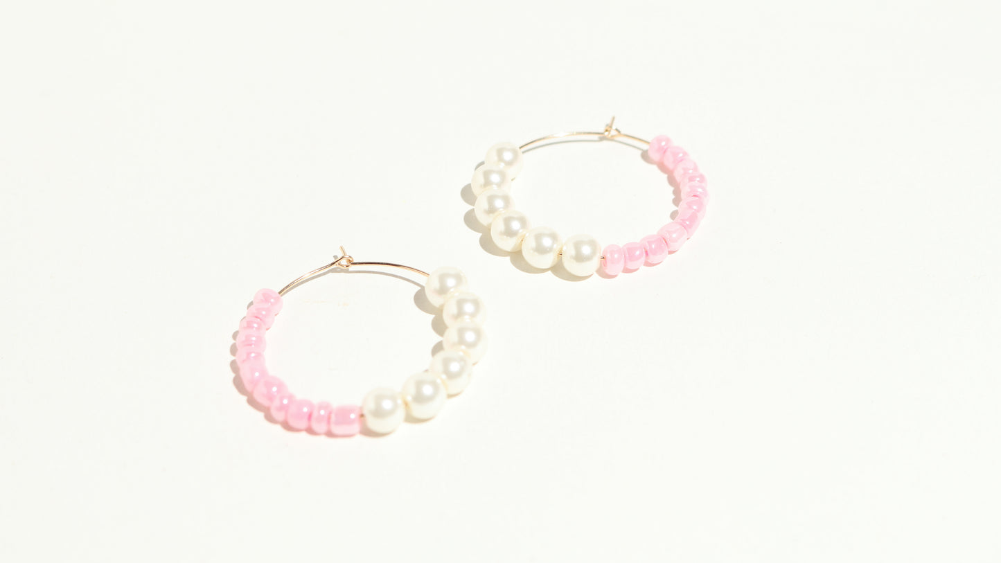 Pink 50/50 Hoop Earrings
