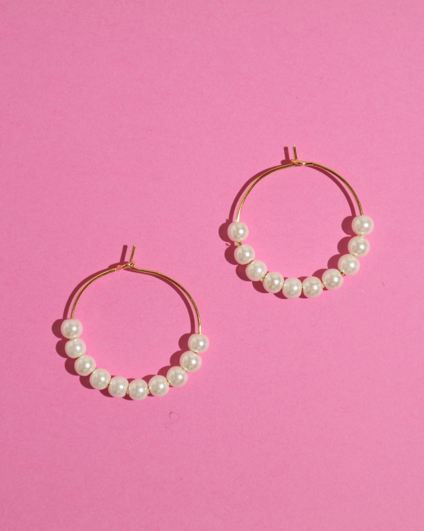 Midi Pearl Hoop Earrings