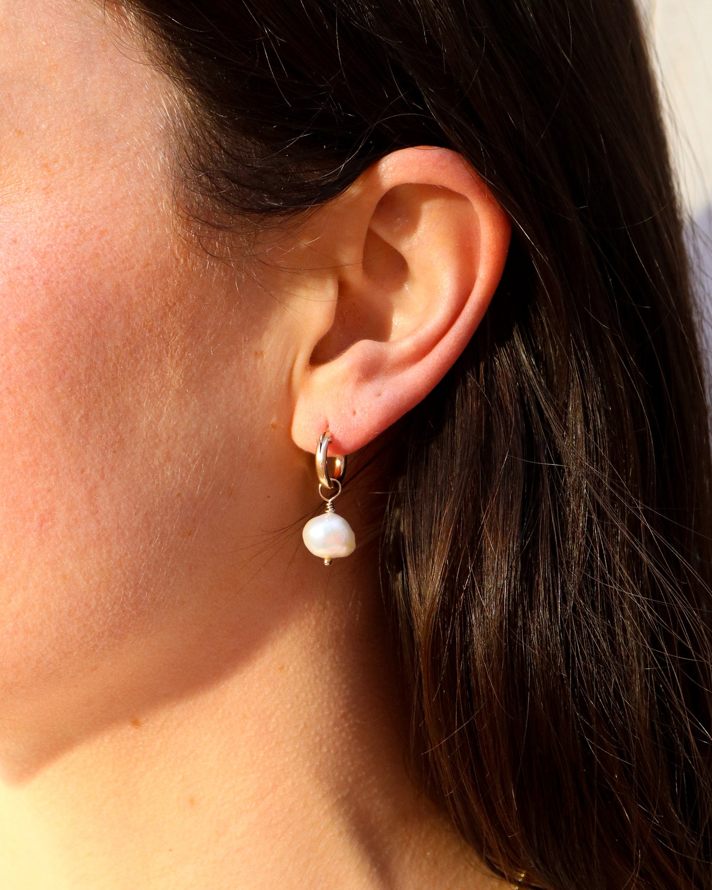 Pearl Drop Hoops
