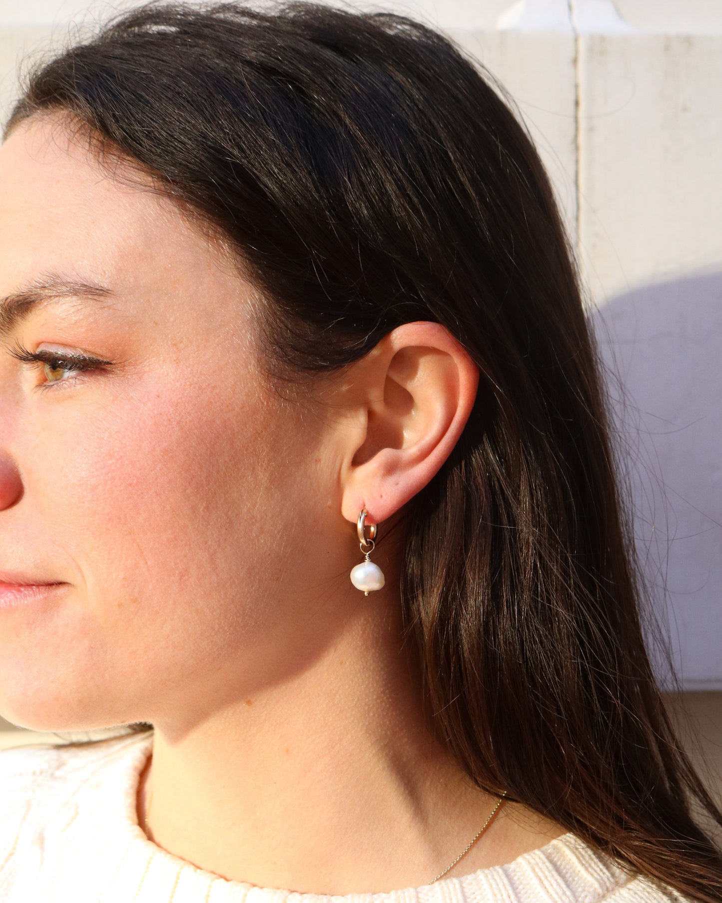 Pearl Drop Hoops