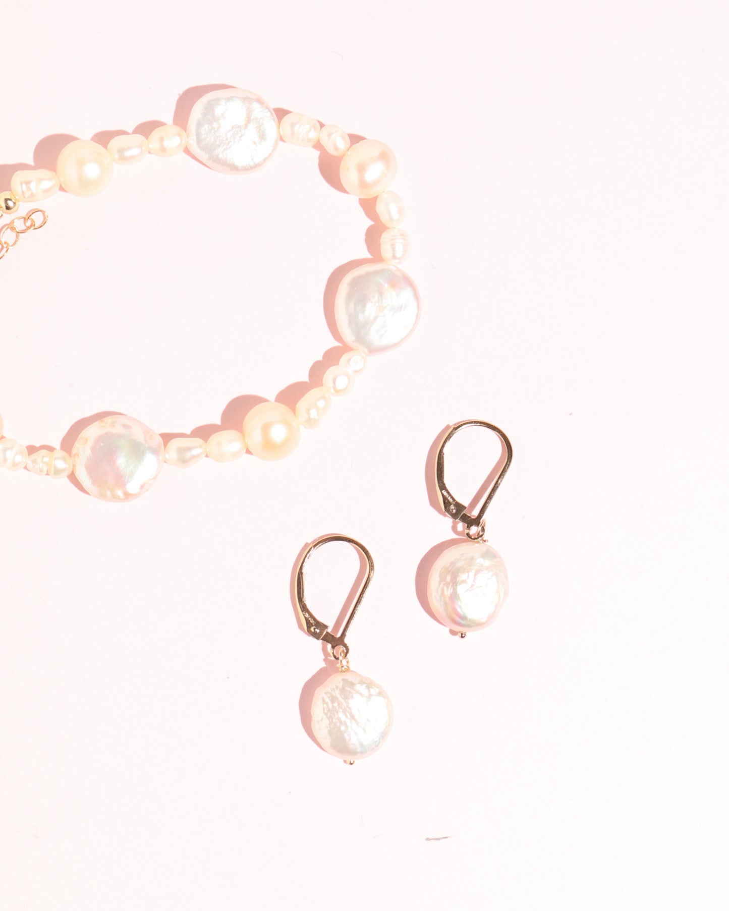 Coin Pearl Drop Earrings