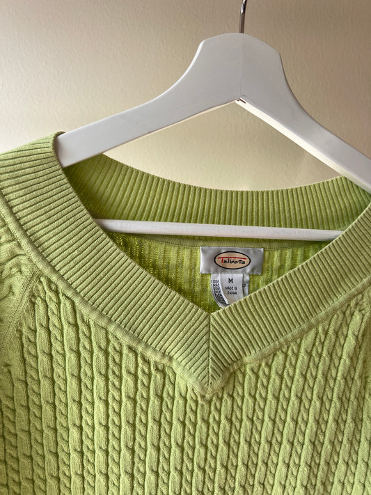 Chartreuse Mini Cable Knit Tee