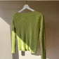 Chartreuse Mini Cable Knit Tee