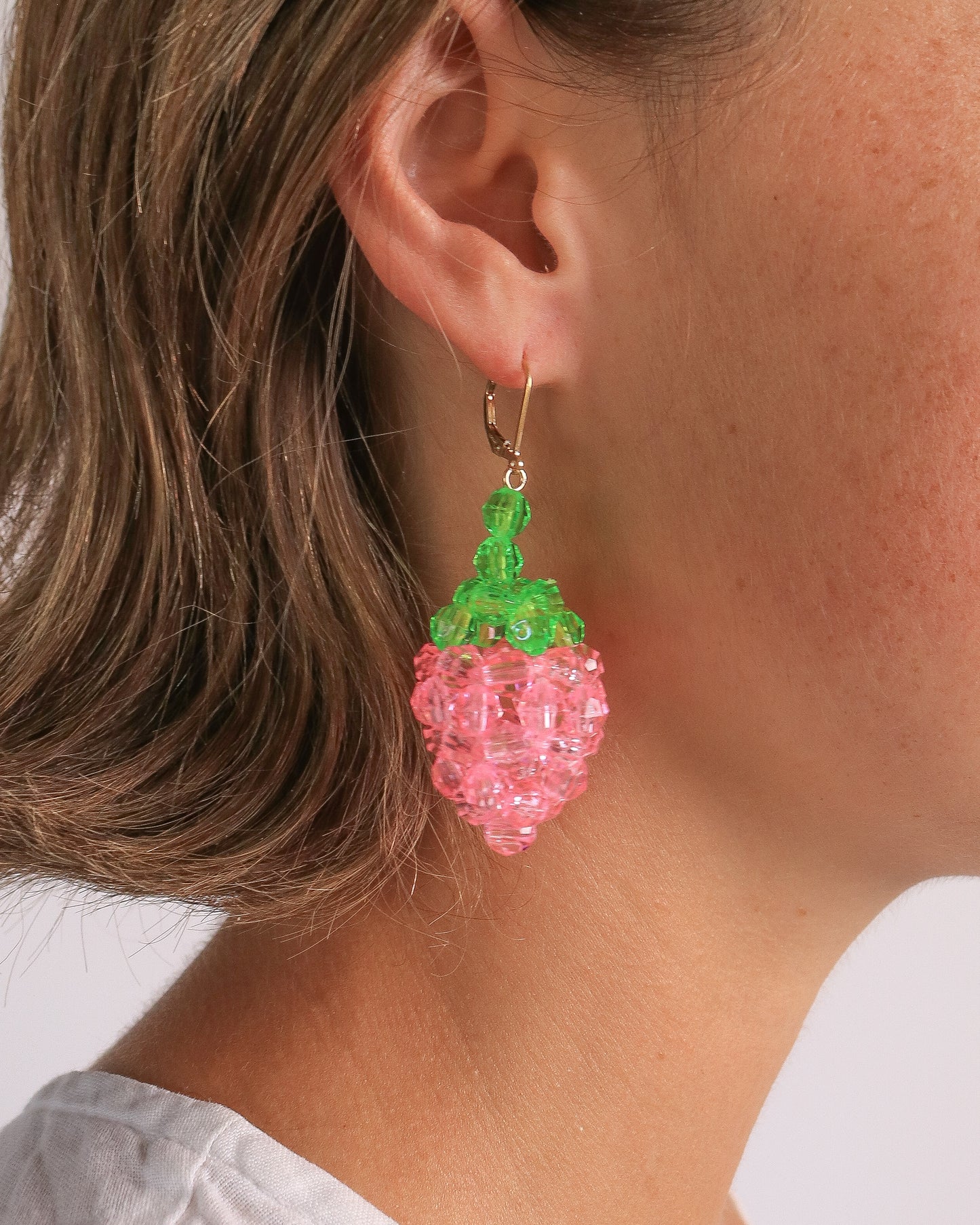 Pink Strawberry Earrings