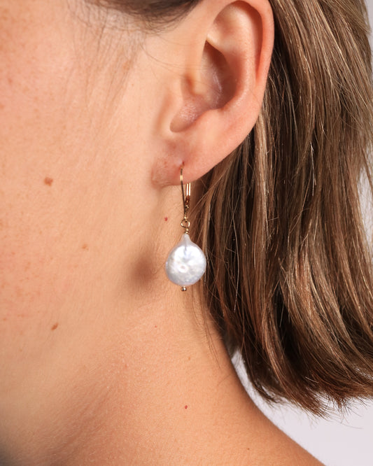 Coin Pearl Drop Earrings