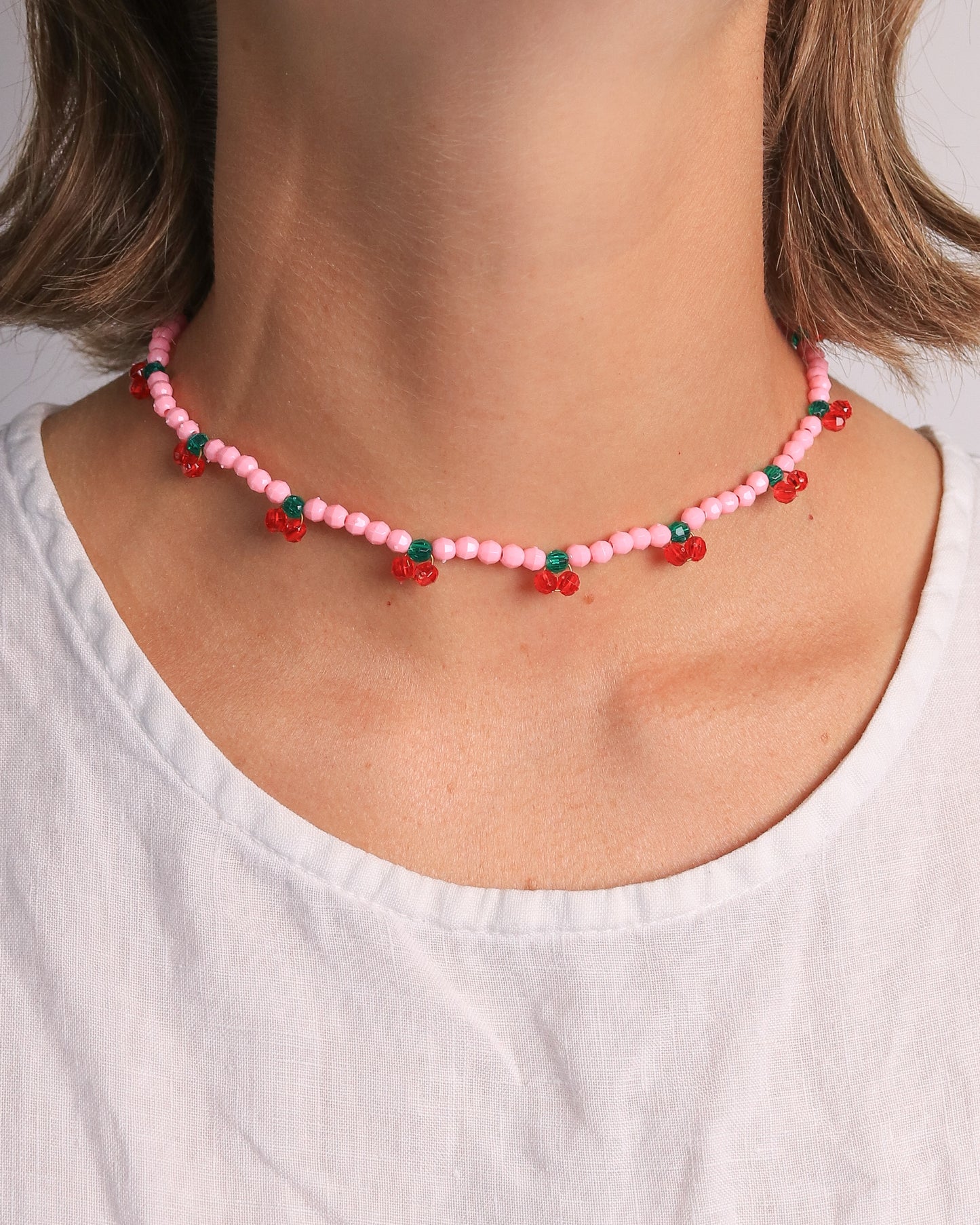 Pink Cherry Pie Necklace