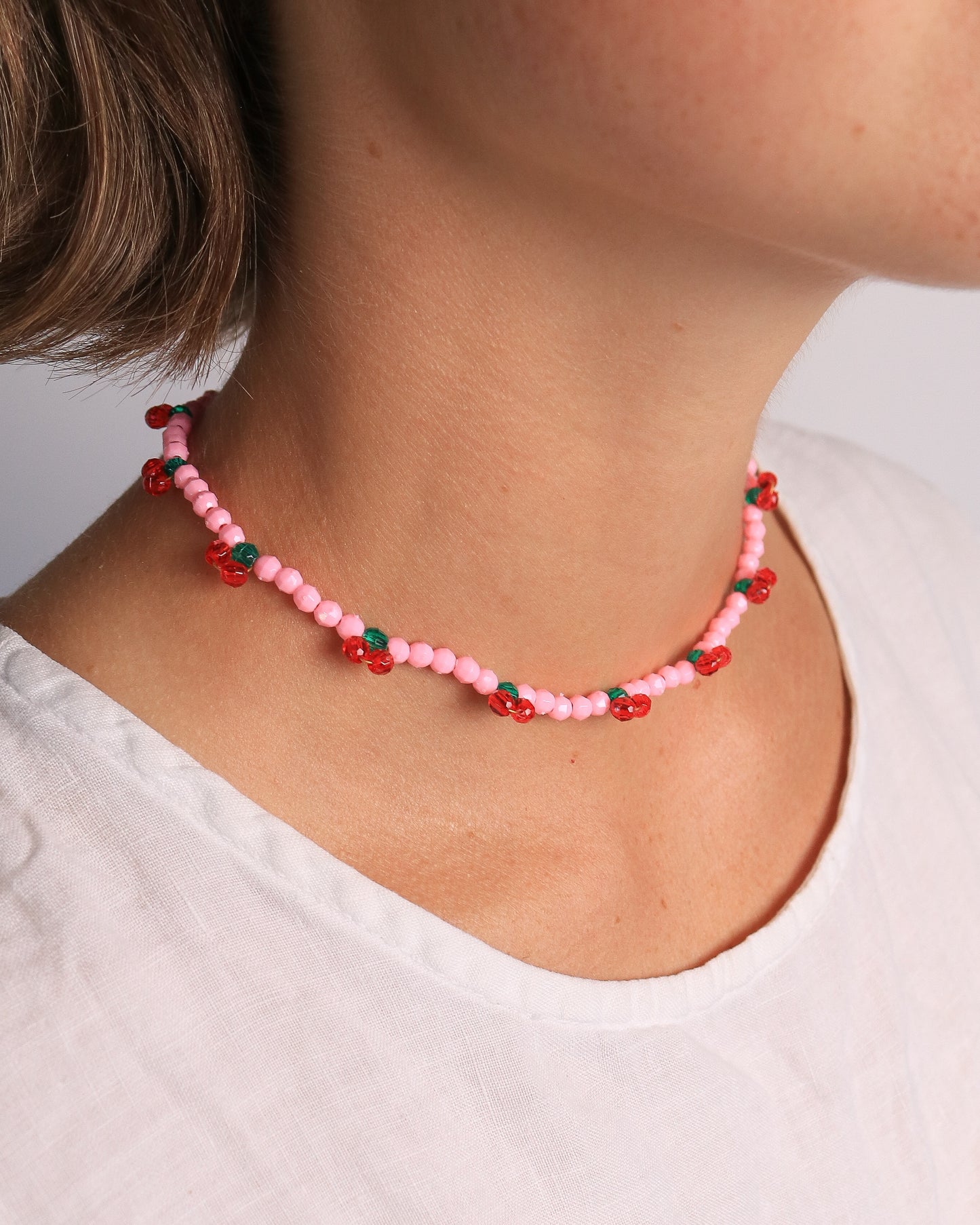 Pink Cherry Pie Necklace