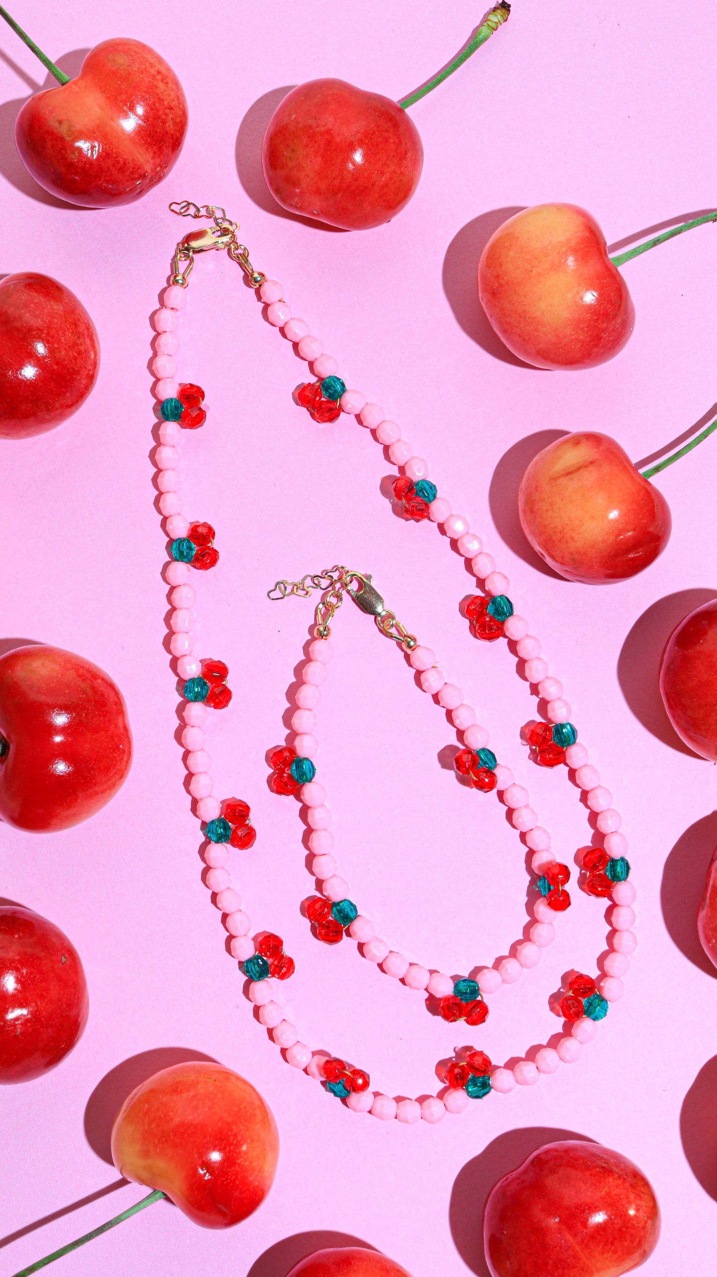 Pink Cherry Pie Necklace