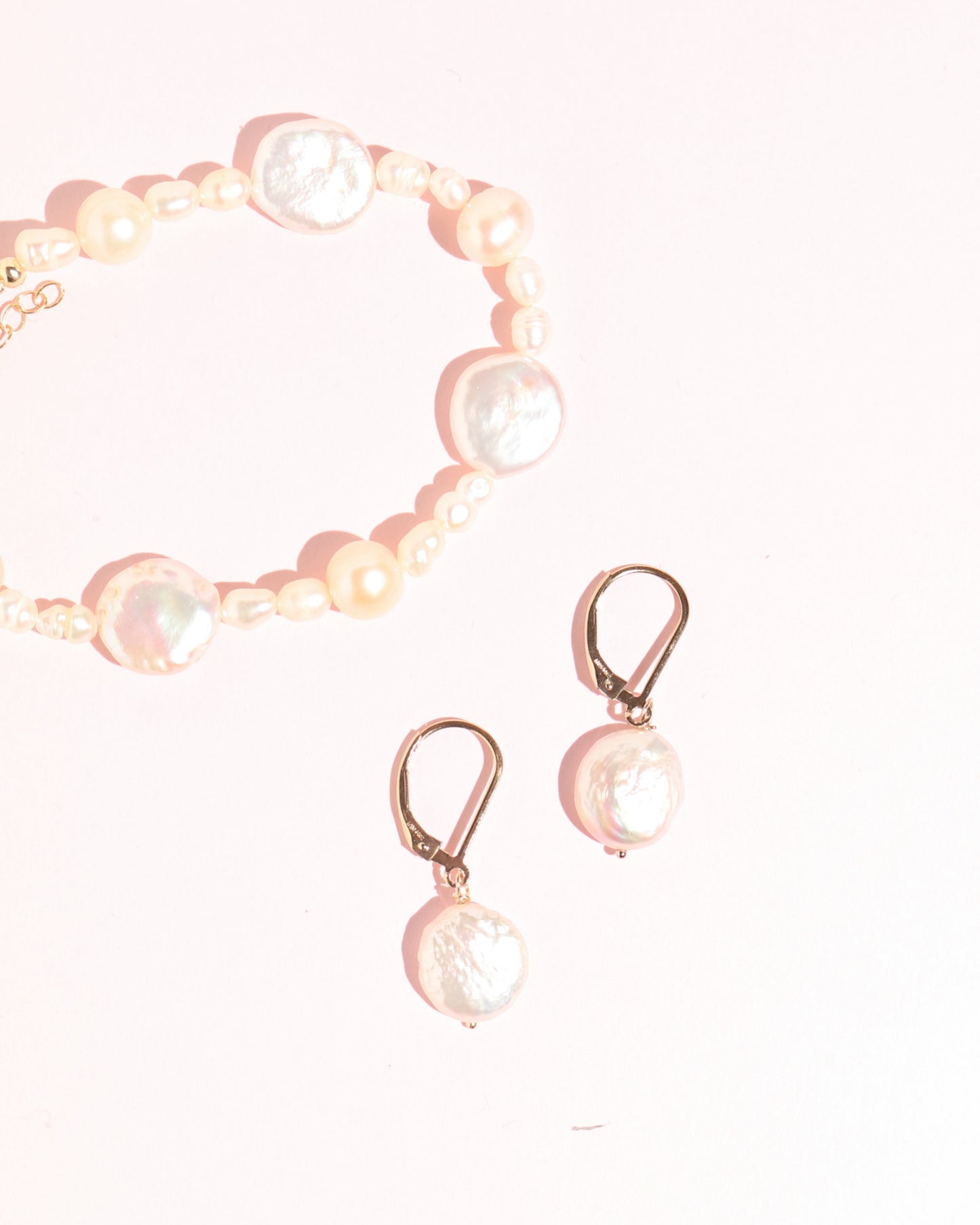 Coin Pearl Drop Earrings