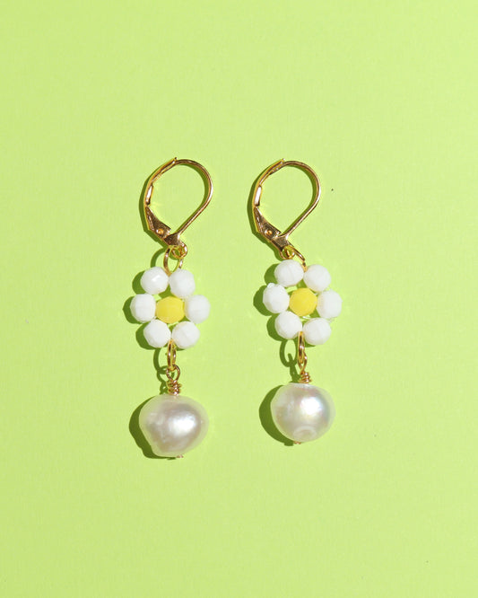 Daisy Pearl Drop Earrings